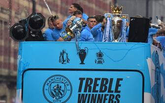 Manchester City Players Brave the rain as they parade through the city centre celebrating there treble win



Pictured: 

Ref: SPL8059915 120623 NON-EXCLUSIVE

Picture by: KIERAN / SplashNews.com



Splash News and Pictures

USA: 310-525-5808
UK: 020 8126 1009

eamteam@shutterstock.com



World Rights,