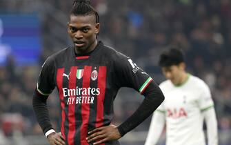 AC Milan’s Rafael Leao reacts during he UEFA Champions League first leg round of 16   soccer match between Ac Milan and Tottenham  at Giuseppe Meazza stadium in Milan, 14 February  2023.
ANSA / MATTEO BAZZI



