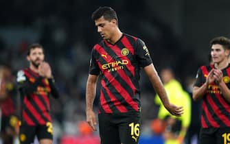 Manchester City's Rodri looks dejected after the final whistle in the UEFA Champions League Group G match at Parken Stadium, Copenhagen. Picture date: Tuesday October 11, 2022.