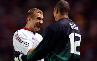 AC Milan's  Andriy Shevchenko celebrates with goalkeeper Dida after winning the UEFA Champions League final against Juventus  (Photo by Neal Simpson/EMPICS via Getty Images)