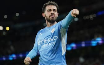 Manchester City's Bernardo Silva celebrates scoring their side's fourth goal of the game during the UEFA Champions League Semi Final, First Leg, at the Etihad Stadium, Manchester. Picture date: Tuesday April 26, 2022.