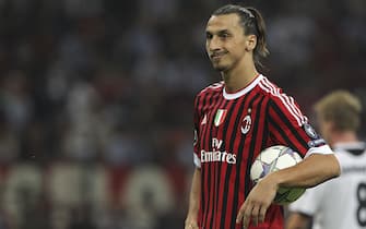 MILAN, ITALY - SEPTEMBER 28:  Zlatan Ibrahimovic of AC Milan looks on during the UEFA Champions League group H match between AC Milan and FC Viktoria Plzen at Giuseppe Meazza Stadium on September 28, 2011 in Milan, Italy.  (Photo by Marco Luzzani/Getty Images)