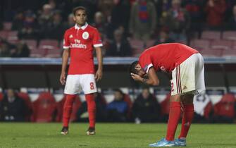 epa06370126 Benfica´s Lisandro Lopez reacts during their UEFA Champions League Group A soccer match against FC Basel held at Luz stadium in Lisbon, Portugal, 05 December 2017.  EPA/JOSE SENA GOULAO