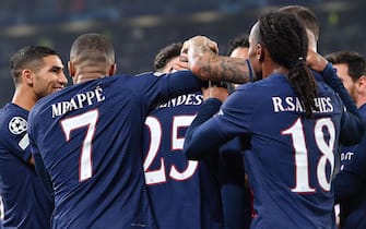 PSG's Nuno Mendes jubilates after scoring the gol (1-2) during the group stage of the Uefa Champions League soccer match Juventus FC vs Paris Saint-Germain FC at the Allianz Stadium in Turin, Italy, 2 November 2022 ANSA/ALESSANDRO DI MARCO