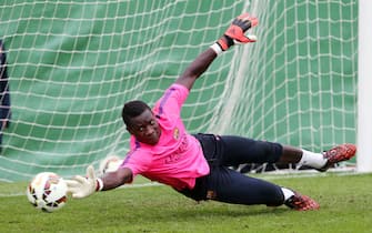 BARCELONA, SPAIN - OCTOBER 14: Andre Onana of Barcelona U19 in action during the FC Barcelona 1st team training session at Ciutat Esportiva on October 14, 2014 in Barcelona, Spain. (photo by Miguel Ruiz/FC Barcelona via Getty Images)