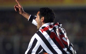 IST36D:SPORT-SOCCER:ISTANBUL,2DEC98 - Juventus' Nicola Amoruso runs in celebration after he scored a goal during their delayed Champions’ League match against Galatasaray December 2. The game ended in a 1-1 draw. The match was played against the backdrop of political tension between Turkey and Italy following the arrest in Rome of Kurdish leader Abdullah Ocalan. ph/Photo by Paul Hanna   REUTERS