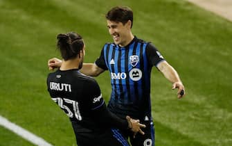 HARRISON, NEW JERSEY - OCTOBER 17: Bojan Krkic #9 of Montreal Impact celebrates his goal in the 17th minute against the Inter Miami at Red Bull Arena on October 17, 2020 in Harrison, New Jersey. (Photo by Mike Stobe/Getty Images)
