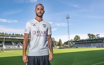Eupen's new player Victor Vazquez poses for the photographer at the presentation of a new player at Belgian soccer team KAS Eupen, Wednesday 19 August 2020. BELGA PHOTO BRUNO FAHY (Photo by BRUNO FAHY/BELGA MAG/AFP via Getty Images)