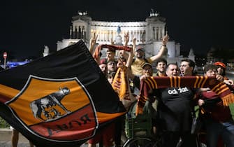 As RomaÕs supporters jubilate after winning the Conference League final match As Roma - Feyenoord. Rome, 25 May 2022. ANSA/CLAUDIO PERI