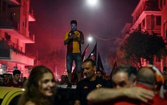 Roma fans celebrate the victory of the Conference League Cup in the Testaccio neighbor, Rome, Italy, 25 May 2022. ANSA/RICCARDO ANTIMIANI