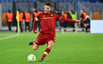 Lorenzo Pellegrini (AS Roma) during the UEFA Europa Conference League football match between AS Roma and Vitesse  at The Olympic Stadium in Rome on March 17, 2022.