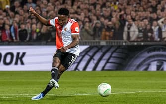ROTTERDAM, NETHERLANDS - APRIL 28: Luis Sinisterra of Feyenoord during the UEFA Europa Conference League match between Feyenoord and Olympique Marseille at de Kuip on April 28, 2022 in Rotterdam, Netherlands (Photo by Geert van Erven/BSR Agency/Getty Images)