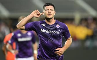 Fiorentina's Serbian foward Luka Jovic  celebrates after scoring a goal during the UEFA Europa Conference League group A soccer match between Fiorentina and Istanbul Basaksehir at Artemio Franchi Stadium in Florence, Italy, 27 October 2022
ANSA/CLAUDIO GIOVANNINI