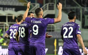 Fiorentina's Brazilian forward Arthur Cabral celebrates after scoring the 1-0 lead during the UEFA Europa Conference League Semi-finals, 2nd leg soccer match ACF Fiorentina vs Basel at Artemio Franchi Stadium in Florence, Italy, 11 May 2023ANSA/CLAUDIO GIOVANNINI