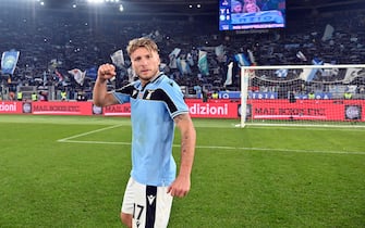 ROME, ITALY - JANUARY 11: Ciro immobile of SS Lazio celebrates a after defeating SSC Napoli in the Serie A match between SS Lazio and SSC Napoli at Stadio Olimpico on January 11, 2020 in Rome, Italy.  (Photo by Marco Rosi/Getty Images)