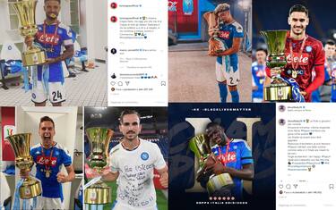 Napoli, le reazioni dei giocatori sui social. FOTO