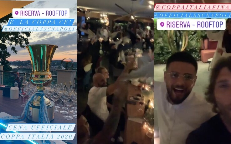 Il Napoli festeggia la Coppa Italia a cena
