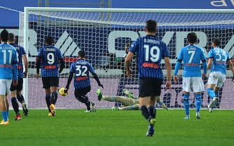 Atalanta's Matteo Pessina scores the goal 2-0 during the Coppa Italia Semi-final second leg match between Atalanta BC vs Napoli at Gewiss Stadium in Bergamo, Italy, 10 February 2021.ANSA/PAOLO MAGNI