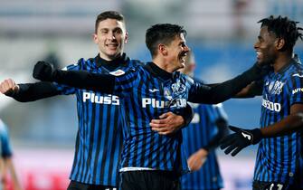 Matteo Pessina (Atalanta) celebrates after scoring a goal during Atalanta BC vs SSC Napoli, Italian football Coppa Italia match in Bergamo, Italy, February 10 2021