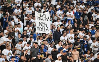 Inter supporters during the Coppa Italia Final soccer match ACF Fiorentina vs FC Inter at the Olimpico stadium in Rome, Italy, 24 May 2023. ANSA/CLAUDIO PERI