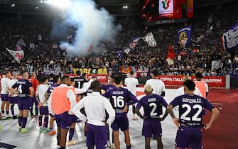 Fiorentina's players shows their dejection at the end of the Coppa Italia Final soccer match ACF Fiorentina vs FC Inter at the Olimpico stadium in Rome, Italy, 24 May 2023.
ANSA/CLAUDIO GIOVANNINI