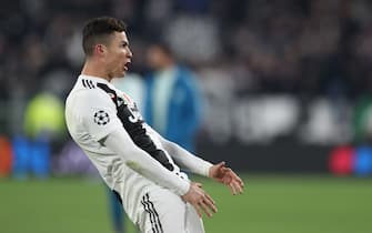 Cristiano Ronaldo of Juventus celebrates after the final whistle during the UEFA Champions League Round of 16 match at the Allianz Stadium, Turin, Italy. Picture date 12th March 2019. Picture credit should read: Jonathan Moscrop/Sportimage via PA Images