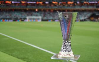 BAKU, AZERBAIJAN - MAY 29: The Europa League trophy during the UEFA Europa League Final between Chelsea and Arsenal at Baku Olimpiya Stadionu on May 29, 2019 in Baku, Azerbaijan. (Photo by James Williamson - AMA/Getty Images)