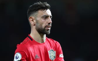 1203436872 MANCHESTER, ENGLAND - FEBRUARY 01: Bruno Fernandes of Manchester United looks on during the Premier League match between Manchester United and Wolverhampton Wanderers at Old Trafford on February 01, 2020 in Manchester, United Kingdom. (Photo by Alex Livesey/Getty Images)