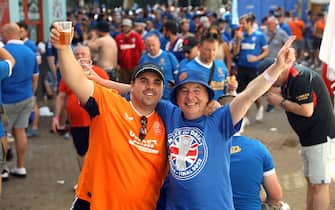 Rangers fans in the Alameda de Hercules before the UEFA Europa League Final at the Estadio Ramon Sanchez-Pizjuan, Seville. Picture date: Wednesday May 18, 2022.