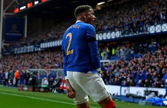 Rangers' James Tavernier celebrates scoring their side's first goal of the game during the UEFA Europa League semi-final, second leg match at Ibrox Stadium, Glasgow. Picture date: Thursday May 5, 2022.