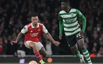 Ousmande Diomandé of Sporting CP and Gabriel Jesus of Arsenal during the UEFA Europa League Round of 16 Second Leg match at the Emirates Stadium, London
Picture by Nigel Bramley/Focus Images/Sipa USA 07827818829
16/03/2023