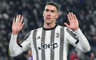 Juventus' Dusan Vlahovic during the italian Serie A soccer match Juventus FC vs ACF Fiorentina at the Allianz Stadium in Turin, Italy, 12 february 2023 ANSA/ALESSANDRO DI MARCO