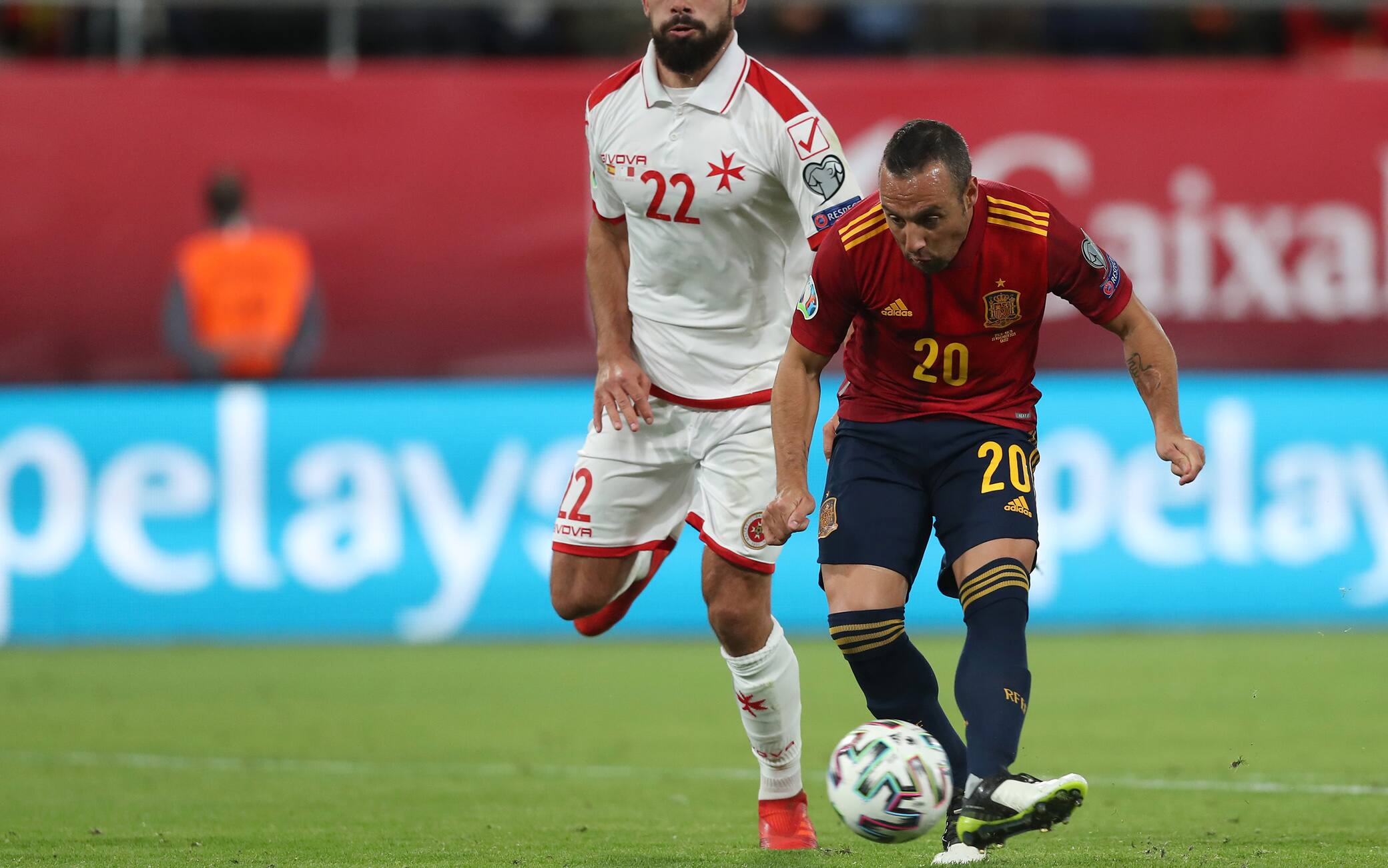 CADIZ, SPAIN - NOVEMBER 15: Santi Cazorla of Spain scores his team's second goal during the UEFA Euro 2020 Qualifier between Spain and Malta on November 15, 2019 in Cadiz, Spain. (Photo by Angel Martinez/Getty Images)