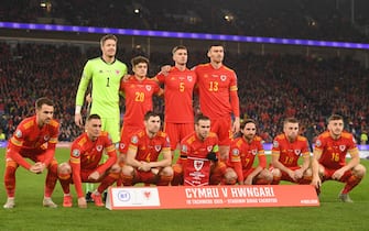 CARDIFF, WALES - NOVEMBER 19: Wales pose for a team photograph ahead of the UEFA Euro 2020 qualifier between Wales and Hungary so at Cardiff City Stadium on November 19, 2019 in Cardiff, Wales. (Photo by Harry Trump/Getty Images)