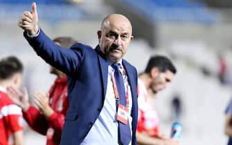 epa07918721 Russia's head coach Stanislav Cherchesov reacts after the UEFA EURO 2020, Group I qualifying soccer match between Cyprus and Russia at the GSP stadium in Nicosia, Cyprus, 13 October 2019.  EPA/KATIA CHRISTODOULOU