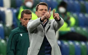 Slovakia head coach Stefan Tarkovic during the UEFA Euro 2020 Play-off Finals match at Windsor Park, Belfast.