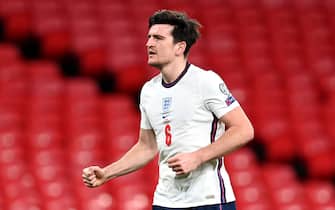 England's Harry Maguire celebrates scoring their side's second goal of the game during the 2022 FIFA World Cup Qualifying match at Wembley Stadium, London. Picture date: Wednesday March 31, 2021.