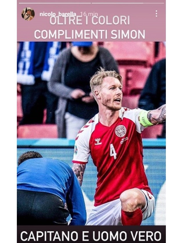 I complimenti di Barella a Kjaer su Instagram