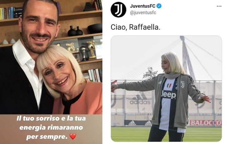 I messaggi di Bonucci e della Juventus per la scomparsa di Raffaella Carrà