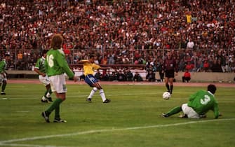 Denilsson DeOliveria of Brazil opens the scoring to make rit 1-0  (Photo by Matthew Ashton/EMPICS via Getty Images)