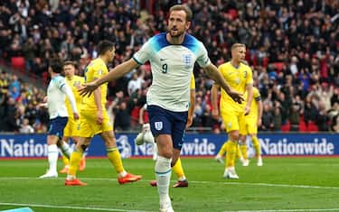 England's Harry Kane celebrates scoring their side's first goal of the game during the UEFA Euro 2024 Group C qualifying match at Wembley Stadium, London. Picture date: Sunday March 26, 2023.