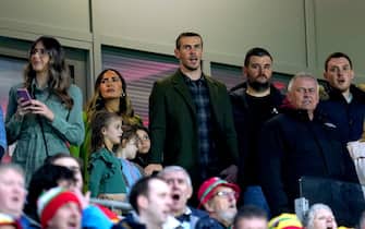Former Wales player Gareth Bale in the stands ahead of the UEFA Euro 2024 qualifying group D match at the Cardiff City Stadium, Cardiff. Picture date: Tuesday March 28, 2023.