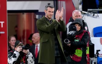 Former Wales player Gareth Bale applauds the fans as he makes a speech ahead of the UEFA Euro 2024 qualifying group D match at the Cardiff City Stadium, Cardiff. Picture date: Tuesday March 28, 2023.