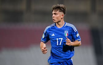 TA' QALI, MALTA - JULY 3: Lorenzo Amatucci of Italy during the UEFA European Under-19 Championship Finals 2022/23 group A match between Malta and Italy at the National Stadium on July 3, 2023 in Ta' Qali, Malta. (Photo by Seb Daly - Sportsfile/UEFA via Getty Images)