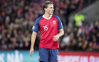 OSLO, NORWAY - OCTOBER 12: Sander Berge of Norway during the  EURO Qualifier match between Norway  v Spain  at the Ullevaal Stadion on October 12, 2019 in Oslo Norway (Photo by David S. Bustamante/Soccrates/Getty Images)