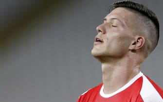 epa08328326 (FILE) Luka Jovic of Serbia reacts during the UEFA EURO 2020, Group B qualifying soccer match between Serbia and Lithuania, in Belgrade, Serbia, 10 June 2019. According to reports on 28 March 2020, Real Madrid’s Luka Jovic faces jail time after breaking quarantine guidelines to visit model girlfriend Sofija Milosevic in Serbia.  EPA/ANDREJ CUKIC