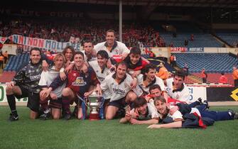 650114394 Genoa celebrate winning Anglo-Italian Cup 5-2 over Port Vale. (Photo by Steve Morton/EMPICS via Getty Images)