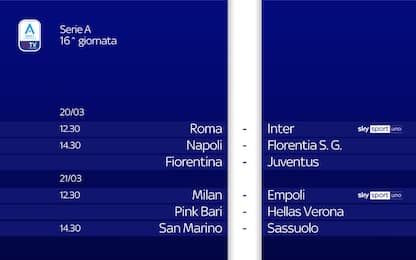 Serie A femminile, calendario e orari 16^ giornata