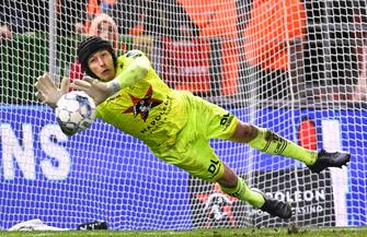 Essevee's goalkeeper Sammy Bossut stops the ball during a soccer match between SV Zulte-Waregem and KAS Eupen, Saturday 12 March 2022 in Waregem, on day 31 of the 2021-2022 'Jupiler Pro League' first division of the Belgian championship. BELGA PHOTO LAURIE DIEFFEMBACQ (Photo by LAURIE DIEFFEMBACQ/Belga/Sipa USA)