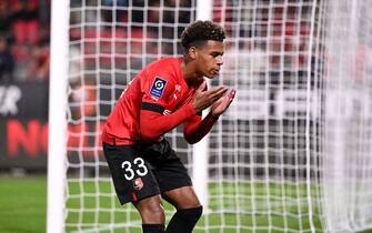 33 Desire DOUE (srfc) during the Ligue 1 match between Rennes and Brest at Roazhon Park on August 31, 2022 in Rennes, France. (Photo by Anthony Bibard/FEP/Icon Sport/Sipa USA) - Photo by Icon Sport/Sipa USA